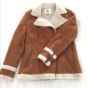 Old Navy Suede & Sherpa Jacket 🍁 NWOT